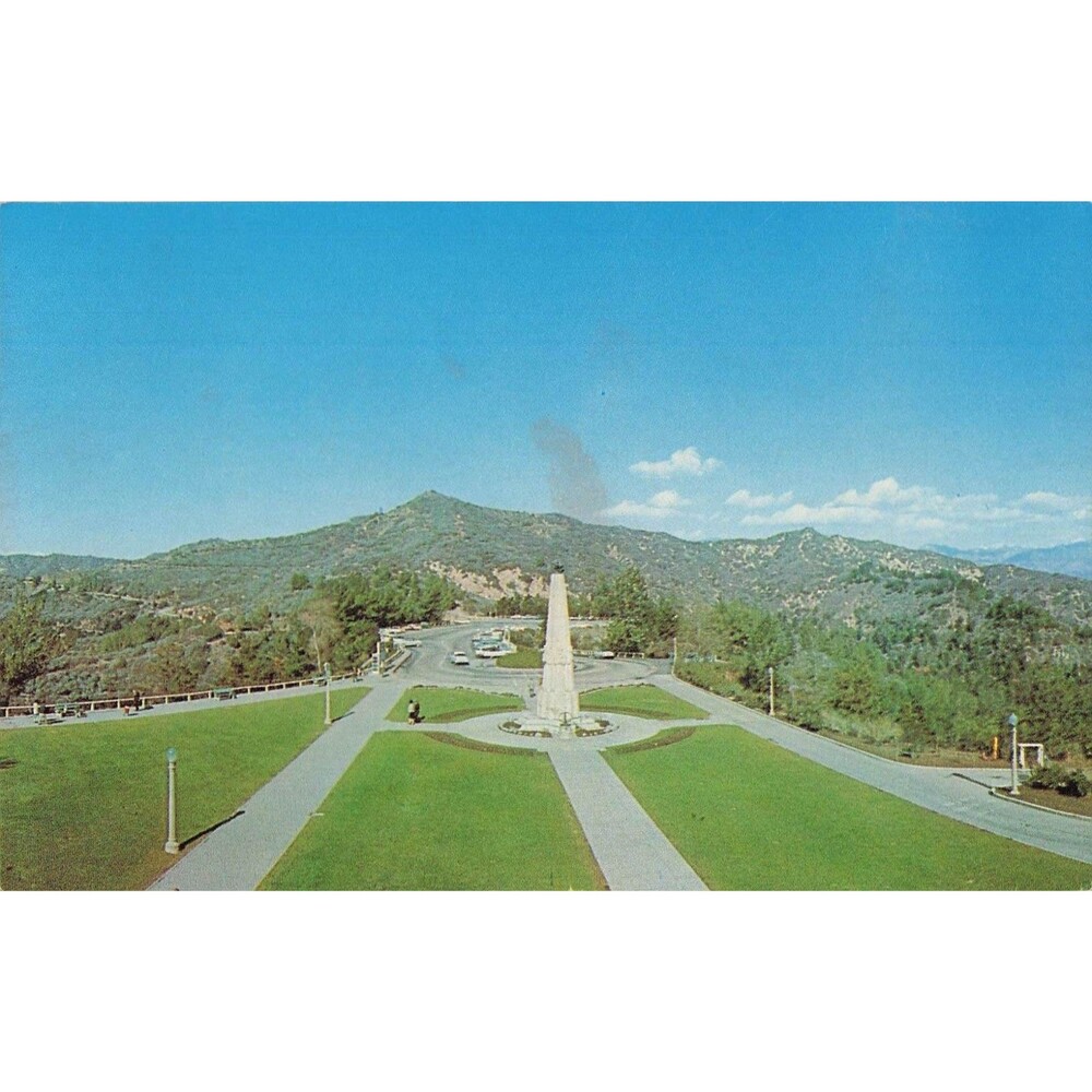 vintage handwritten HOLLYWOOD CALIFORNIA GRIFFITH Park observe postcard 1960s